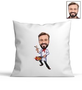 Kişiye Özel Aşçı Tasarımlı Karikatür Yastık 74