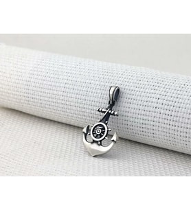 Çapa Dümen Tasarımlı 925 Ayar Gümüş Erkek Kolye Ucu