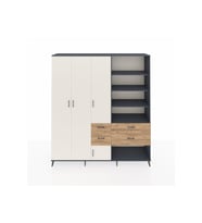Hyperion Dolap 14 Raflı 4 Çekmeceli 4 Kapaklı 220x44x243 Antrasit-Aytaşı/Çam