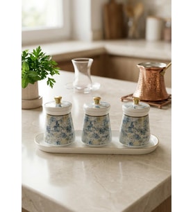 Juvia 3lü Porselen Baharat Takımı - 7 Parça, 150 ML, Küçük Boy Beyaz
