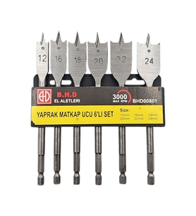 Fixonic B.H.D BHD000801 6'lı Yaprak Matkap Ucu Seti (12-16-18-20-22-24mm) (Gri)