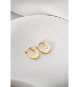 925 Ayar Gümüş Gold Rengi  Sade U Şeklinde Şarnel Küpe