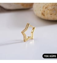 14 Ayar Taşlı Yıldız Tek Halka Altın Küpe 0,75 gr