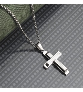 Hiristiyan Haç İşaret Erkek Kolye 316l Çelik Takı Aksesuar K24 T5