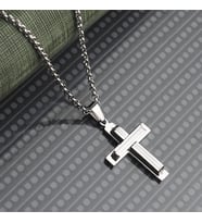 Hiristiyan Haç İşaret Erkek Kolye 316l Çelik Takı Aksesuar K24 T5