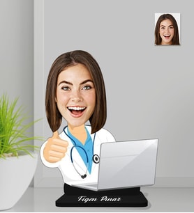 Kişiye Özel Doktor Kadın Ahşap Biblo-4
