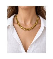 Alnis Atelier Gold Hematit Doğal Taş Kadın Kolye - Amorf Kesim, Mini Dorika Detaylı