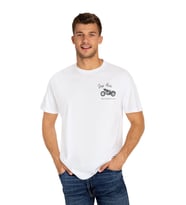 Motor Temalı Baskılı Unisex Oversize Pamuklu Tişört (Beyaz)