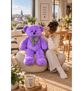 Pandamkee 80 Cm Sevgiliye Özel Hediyelik Ayı (Lila)