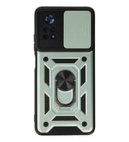 Poco X4 Pro 5G Kılıf Pars Lens Yüzüklü Silikon - Yeşil