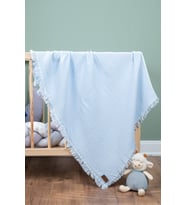 %100 Pamuk 4 Katlı Müslin Bebek Battaniyesi (Bebe Mavisi)