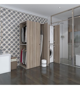 Kenzlife çamaşır-kurutma makinesi dolabı ve giysi dolabı bistami sol crd 180*160*60  banyo (Beyaz)