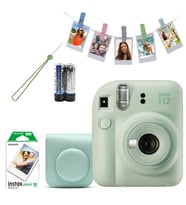 Fujifilm İnstax Mini 12 Fotoğraf Makinesi+Askı+pil+10'lu film+Çanta+Mandal yeşil