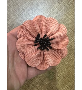 8X8 CM  BONCUKLU TASARIM ÇİÇEK BROŞ YAKA İĞNESİ TÜRBAN İĞNESİ (Açık Gül Kurusu)
