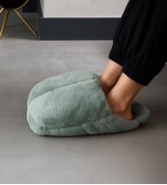 Peluş Ayak Isıtıcı Panduf – Kapalı Tasarım Termal Panduf (Gri)