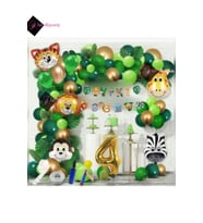4 Yaş İYİ Kİ DOĞDUN Uzar Yazı Safari Temalı Folyo Lüks Zincir Balon Seti