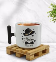 BK Gift Kişiye Özel Canım Babam Tasarımlı Siyah T Kulplu Middle Kupa Bardak - Model 3