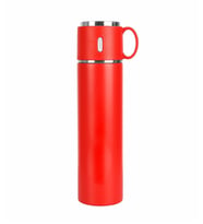 Bardaklı 580ml Çelik Termos (Kırmızı)