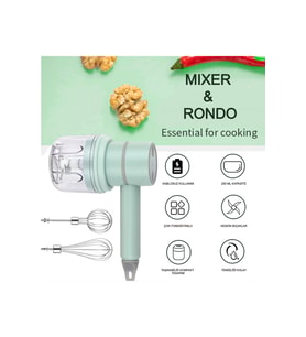 Kablosuz Şarjlı Taşınabilir Çırpıcı Mixer Rondo 250 ml Çelik 3 Bıçaklı Gıda Doğrayıcı Şarjlı Mixer