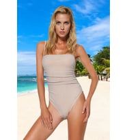Drape Straplez Mayo Su Sporu Kıyafeti Swimsuit Özel Tasarım Hızlı Kuruyan Banyo (Pembe)