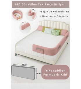 Miralay Yeni Nesil Yatak Bariyeri 180 cm Pembe - Boyalı
