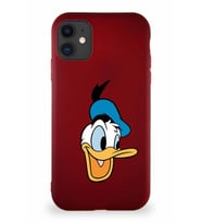Apple iPhone 11 Soft Premier Kapak Donald Duck-A Tasarımlı Silikon Kılıf - Mürdüm (Şeffaf)