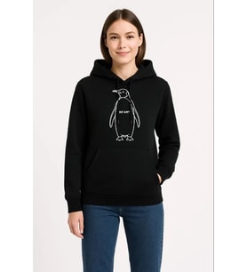 Nihilist Penguen Özel Tasarım Oversize Kapüşonlu Sweatshirt - Siyah