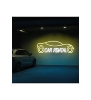 CAR RENTAL Yazılı ve Şekilli Neon Tabela