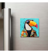 Toucan - Tukan - Güneş Gözlüklü Style - Buzdolap Magneti - 9x9 Cm