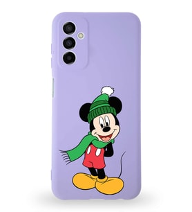 Samsung Galaxy M13 Uyumlu Lansman Kılıf Altı Kapalı İçi Kadife  Mickey Mouse-G Tasarımlı  Kapak (Şeffaf)