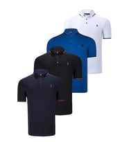 DÖRTLÜ SET T8586 DEWBERRY ERKEK T-SHIRT-SİYAH-BEYAZ-LACİVERT-SAKS