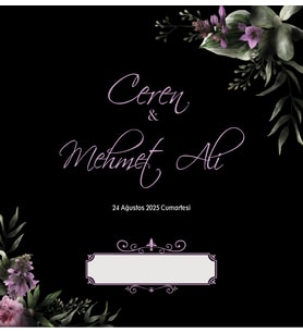 Nikah Nişan Düğün Davetiyesi Kare İkiz İp Bağlamalı 5010