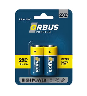 Orbus Premium 2XC LR14 C Tipi 1.5V Alkalin Orta Boy Pil - 1 Paket (2'li Blister)