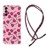 Samsung A23 A31 A32 A50 A51 A52 A53 A70 Kılıf Boyun Asklı Rasta Silikon Heart Lollipop 1414