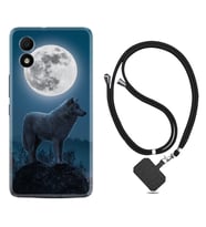 TCL 303 Kılıf Resimli Boyun Askılı İpli Desenli Silikon Series Moon Wolf 1820