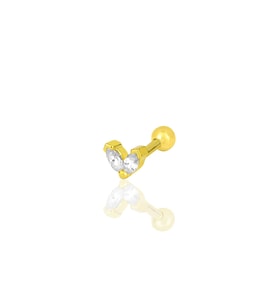 Gümüş altın yaldızlı zirkon iki taşlı Tragus helix Piercing küpe SGTL12197GOLD