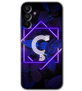 Galaxy A15 Kılıf HD Desen Baskılı Kılıf - Dark Neon Yaprak Ç Harfi
