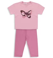 Civil Girls Kız Çocuk Kelebek Nakışlı 6-9 Yaş Takım - Pembe