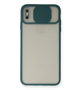 Newface Apple iPhone X Kılıf Palm Buzlu Kamera Sürgülü Silikon - Yeşil