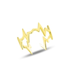 Gümüş altın yaldızlı kalp ritmi ayarlamalı yüzük SGTL11823GOLD (Rose)