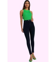 Kadın Skinny Jean Yüksek Bel Dar Paça İncelten Etki Günlük Kombinler Yaz Aylarının Vazgeçilmezi (Gece Mavisi)