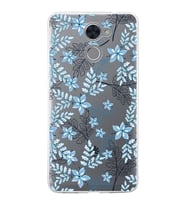 Huawei Y7 Prime Uyumlu Kapak Floral Mavi Tasarımlı Şeffaf Silikon Kılıf