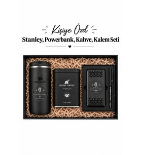 Kişiye Özel Hediye Seti Stanley Termos & Powerbank & Kalem & Kahve Premium Hediye Seti