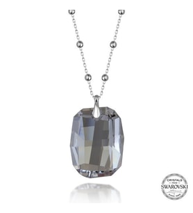 Crystal Taşlı Baget  Top  Zincir 925 Ayar Gümüş Kolye