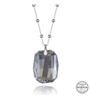 Crystal Taşlı Baget  Top  Zincir 925 Ayar Gümüş Kolye