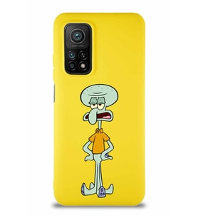 Xiaomi Mi 10T Pro Soft Premier Kapak Squidward Dokunaç Tasarımlı Silikon Kılıf - Sarı (Şeffaf)