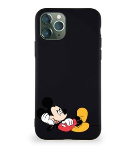 Apple iPhone 11 Pro Soft Premier Kapak Mickey Mouse-F Tasarımlı Silikon Kılıf - Siyah (Şeffaf)