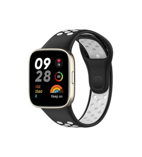 Mey İthalat® Redmi Watch 3 Spor Delikli Kordon - Siyah-Beyaz