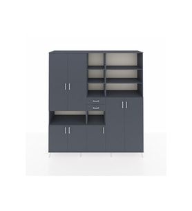 Hyperion Dolap 17 Raflı 2 Çekmeceli 7 Kapaklı 220x44x243 Antrasit-Antrasit/Antrasit