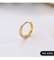 14 Ayar Taşlı Tek Halka Altın Küpe 0,52 gr